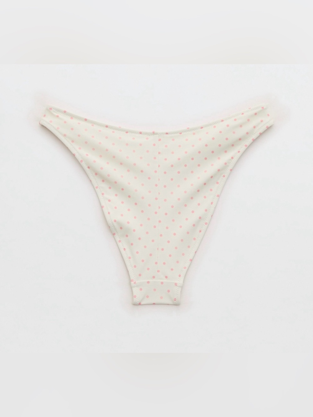 Aerie Mesh Cheeky Bikini Bottom Polka Dot White Pink Mid Rise NWT - Picture 4 of 5